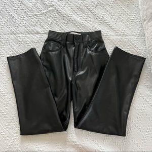 A&F High Rise Ankle Straight leather pants
